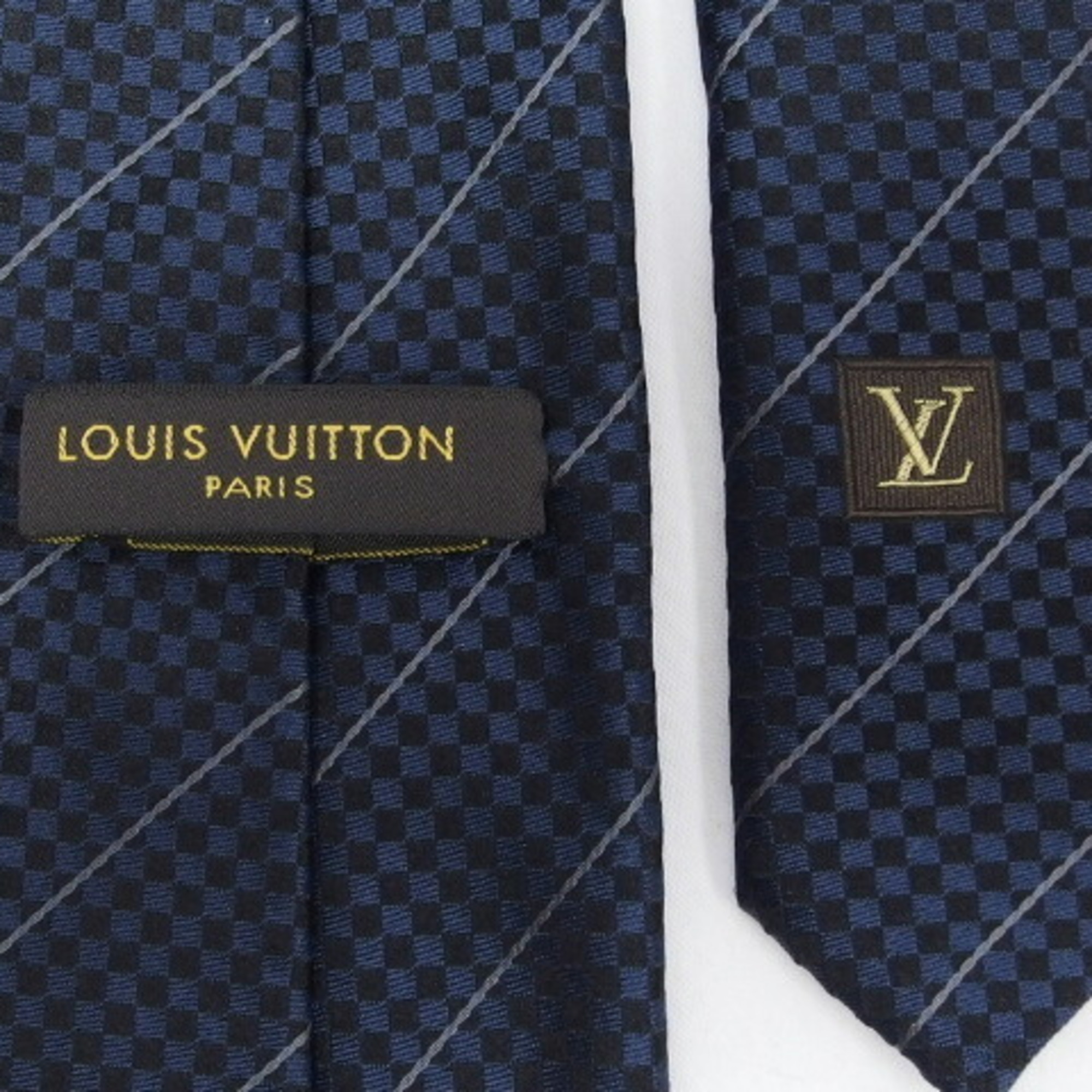 Louis Vuitton Cravate Ek Damier Check Silk Tie