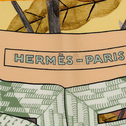 Hermes Carre 90 Double Face Brandenburg Furli Scarf Muffler Apricot H904041S 02 Women's HERMES