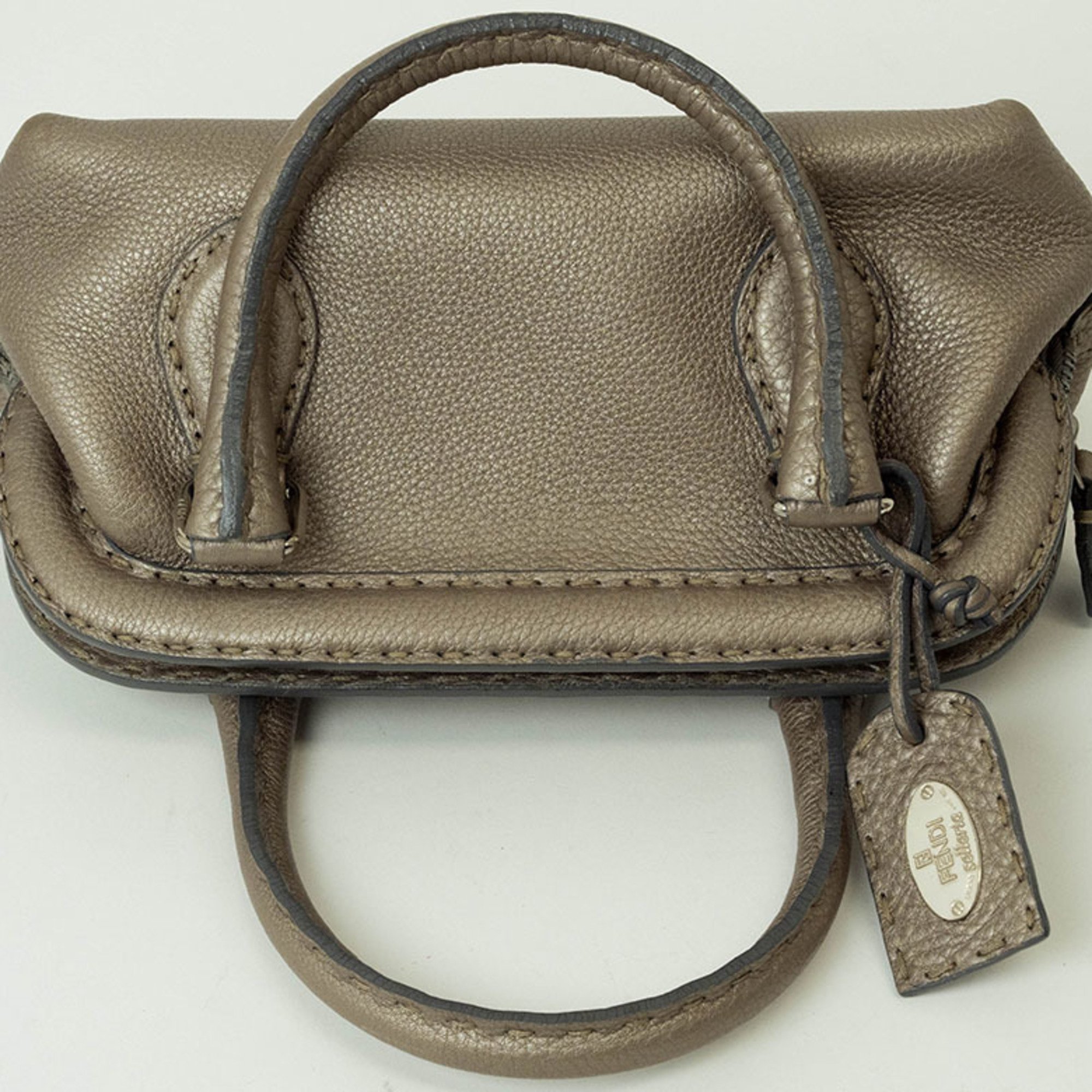 FENDI Selleria Handbag Stitch Doctor Bag Beige 8BN128 Women's