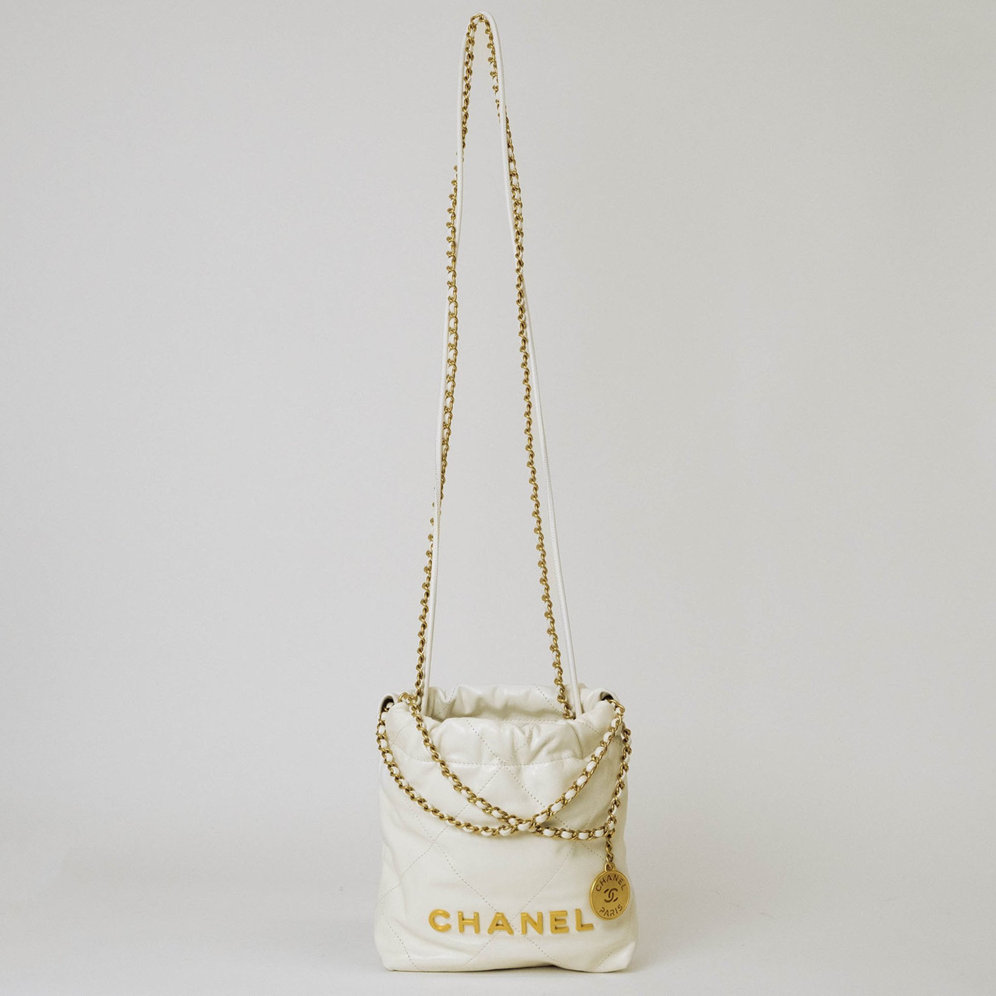 Chanel 22 Handbag Chain Shoulder Bag White AS3980 Women's Small CHANEL