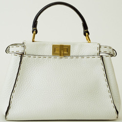 FENDI Peekaboo Selleria Handbag White 8BN244 Women's