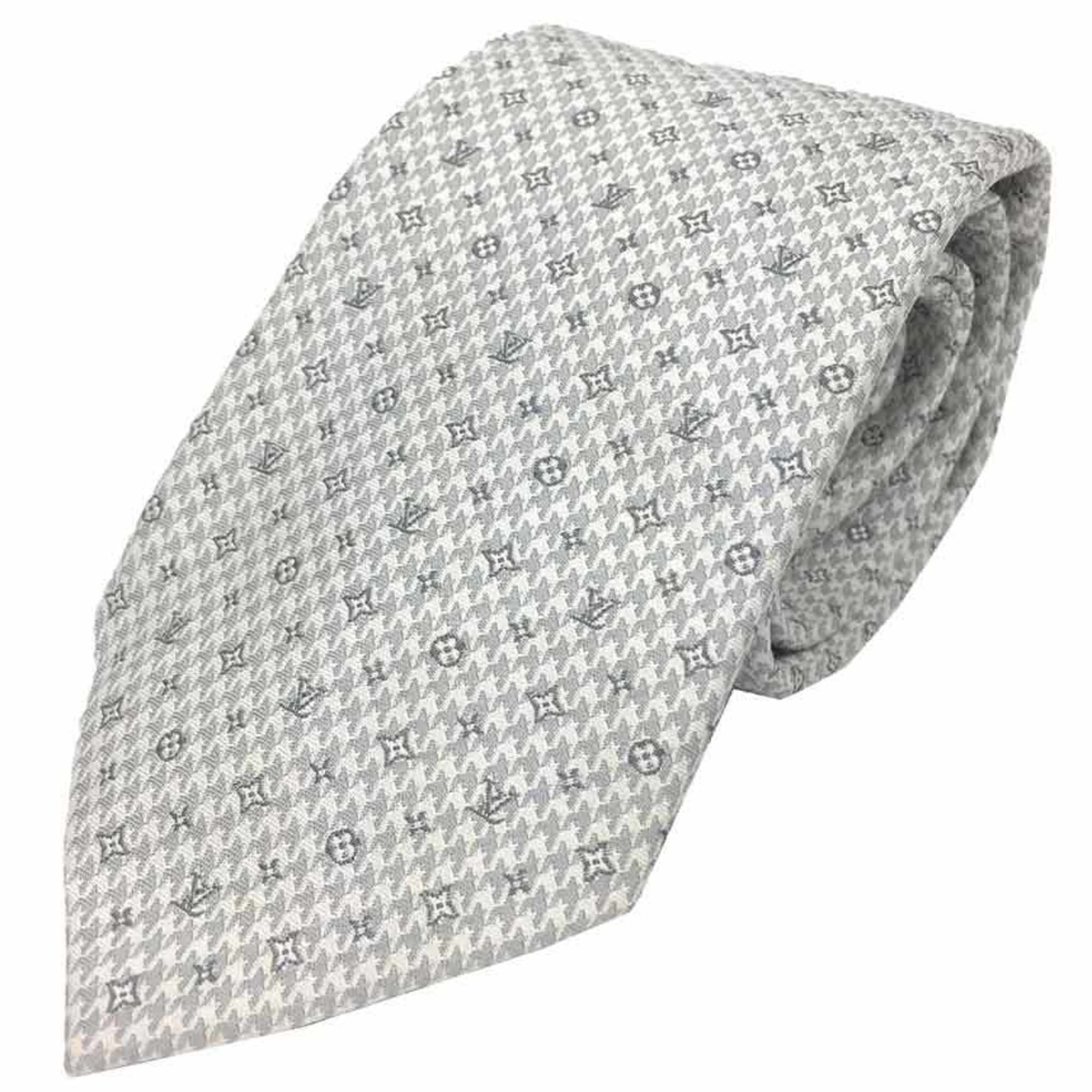 LOUIS VUITTON Louis Vuitton tie M75921 Monogram Pied de Pour Grey 100% silk Men's aq10124 10014203