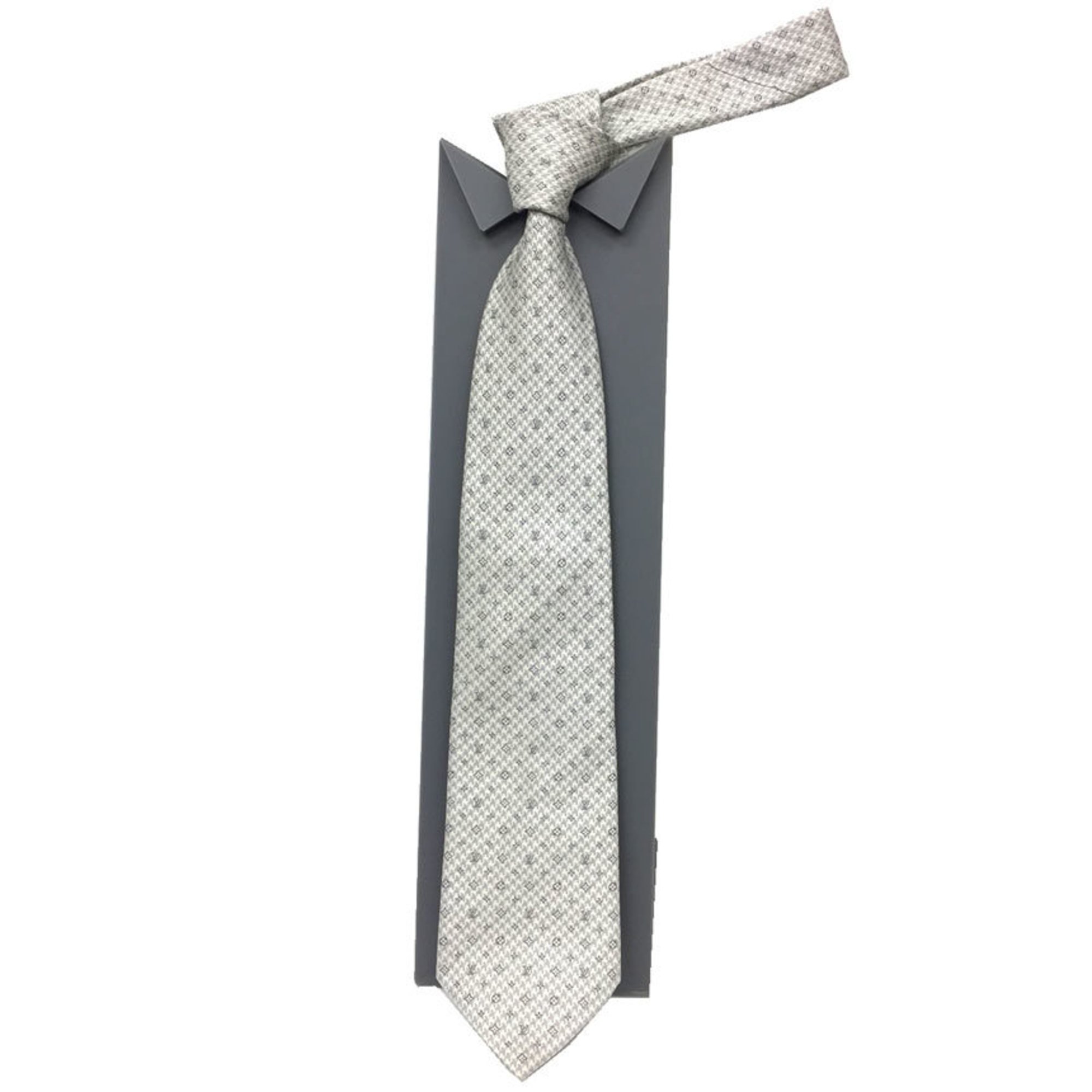 LOUIS VUITTON Louis Vuitton tie M75921 Monogram Pied de Pour Grey 100% silk Men's aq10124 10014203