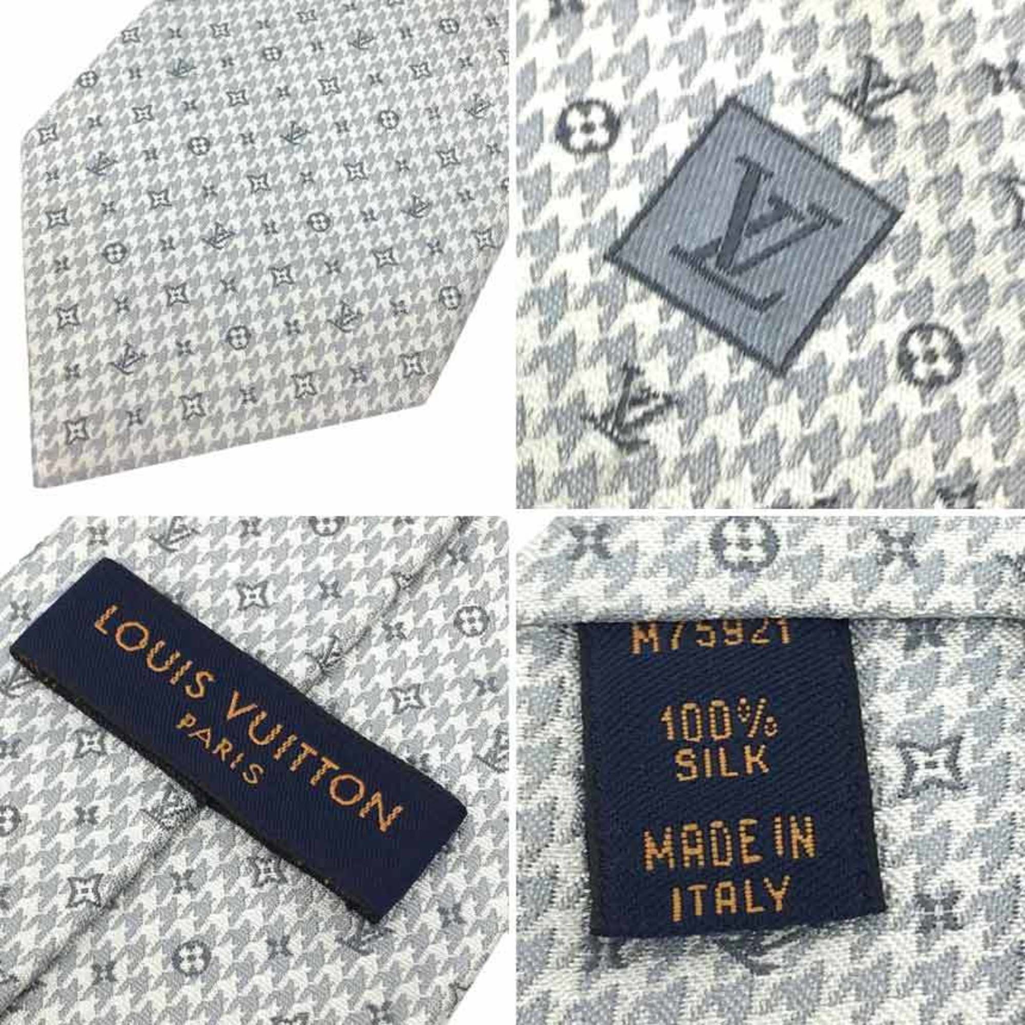 LOUIS VUITTON Louis Vuitton tie M75921 Monogram Pied de Pour Grey 100% silk Men's aq10124 10014203