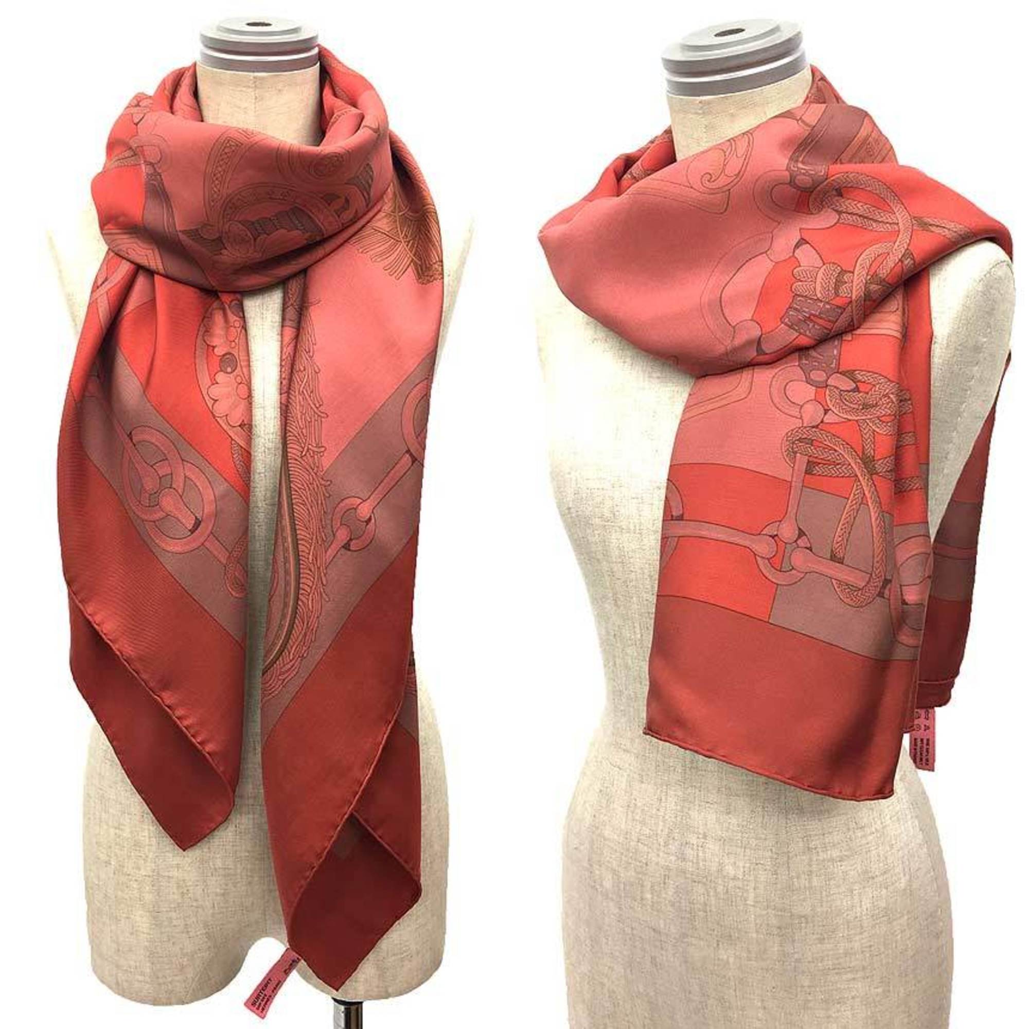 HERMES Shawl Carré 140 Scarf Muffler DIP DYE SURTEINT Cliquetis Sword pattern Post-dyed 100% silk Fuchsia Gion limited edition aq10113