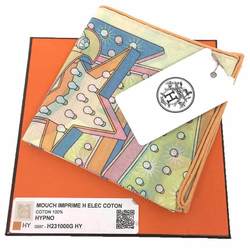 HERMES Handkerchief Electric H231000G HY 100% Cotton Carre HYPNO Hypno Cream 10013840