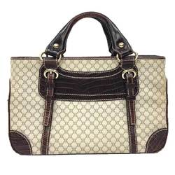 CELINE Boogie Bag Handbag Tote Macadam Canvas Leather Beige x Brown Celine Women's aq9979 10013758