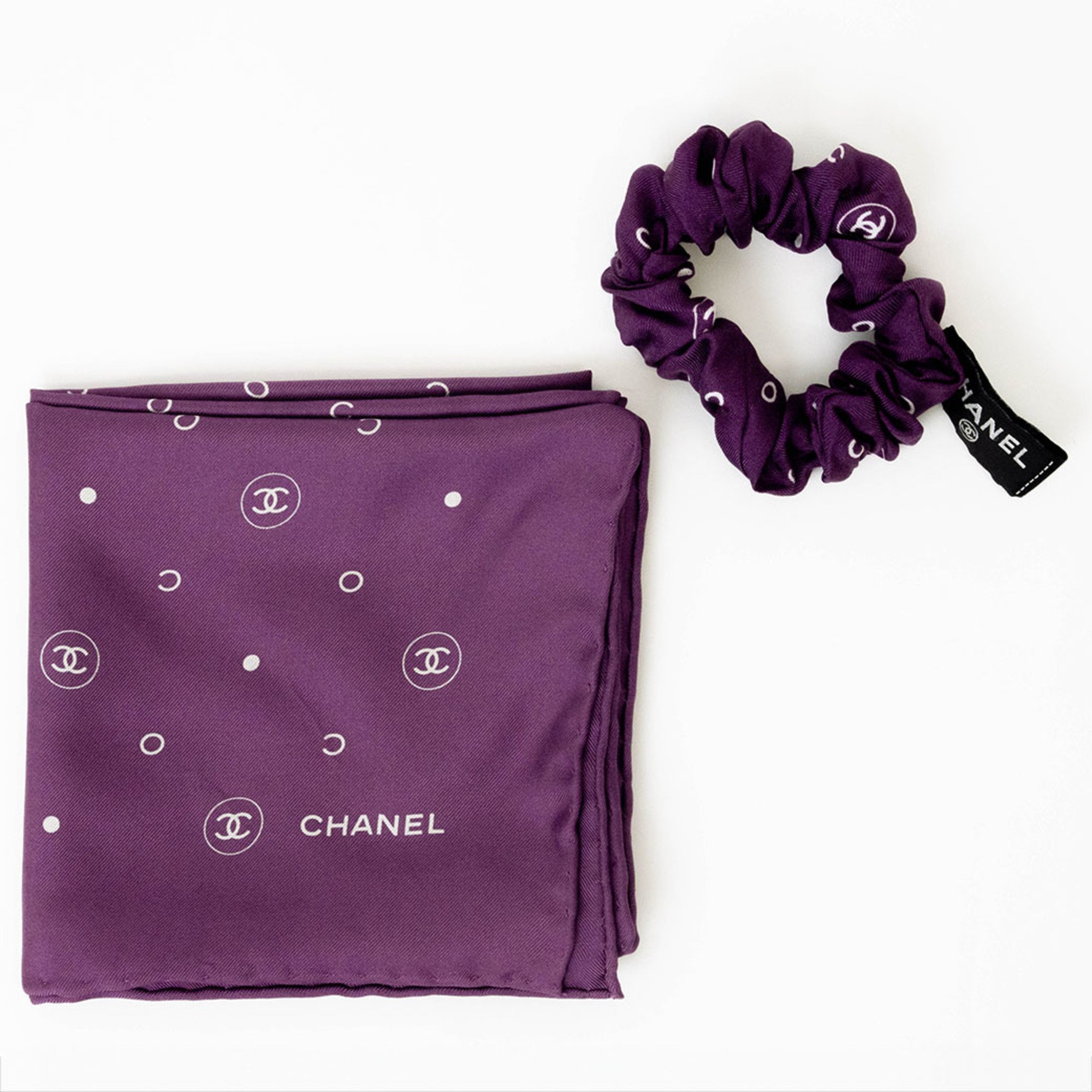 Chanel Hair Scarf with Scrunchie Purple Women's CHANEL