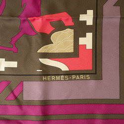 Hermes Carre 90 Puzzle Scarf Muffler Purple Women's HERMES