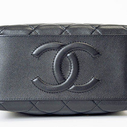 Chanel Matelasse Bowling Bag Handbag Lambskin AS4202 Black Women's Shoulder CHANEL