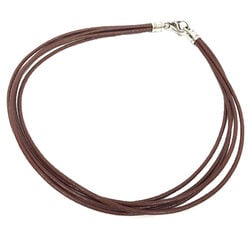 BVLGARI Bulgari Leather Choker Double Bracelet 2WAY Brown aq10026