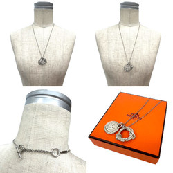 HERMES Cordage Rope Necklace Pendant Silver Color aq10109 10006190