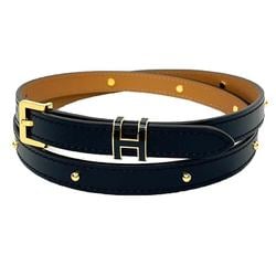 HERMES Leather Belt "Pop H" Cloute 15 Size 80 Black B Mark aq10110 10013696