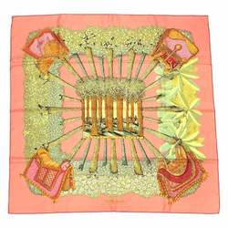HERMES Scarf Muffler Carre 90 OMBRES ET LUMIERES Shadow and Light Coral Orange 100% Silk aq10112