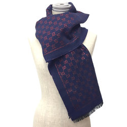 GUCCI GG scarf shawl wool silk navy x red men women unisex aq9962 10006900