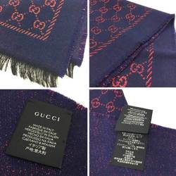 GUCCI GG scarf shawl wool silk navy x red men women unisex aq9962 10006900