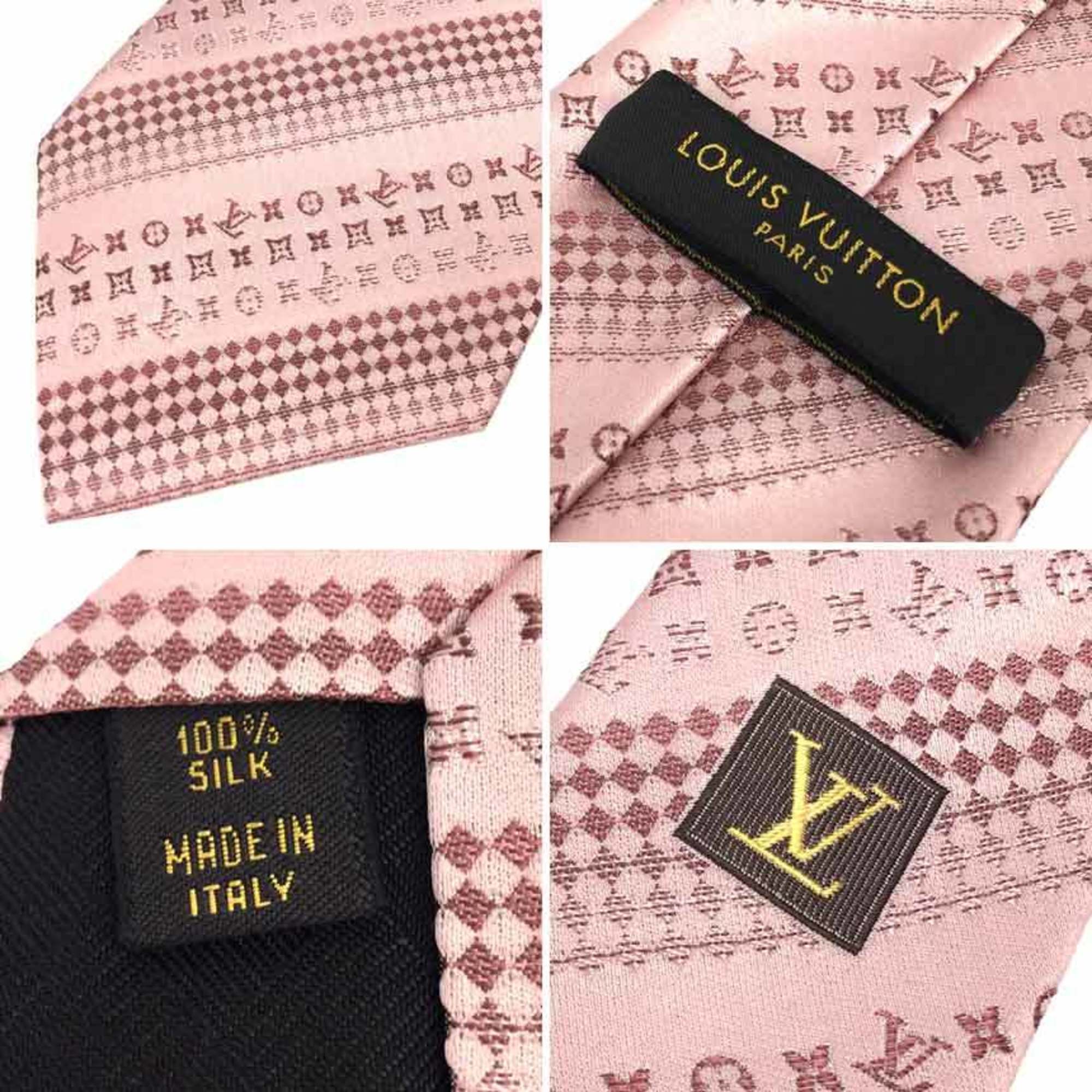 LOUIS VUITTON Louis Vuitton tie Cravat pink 100% silk men's aq10039 10013313