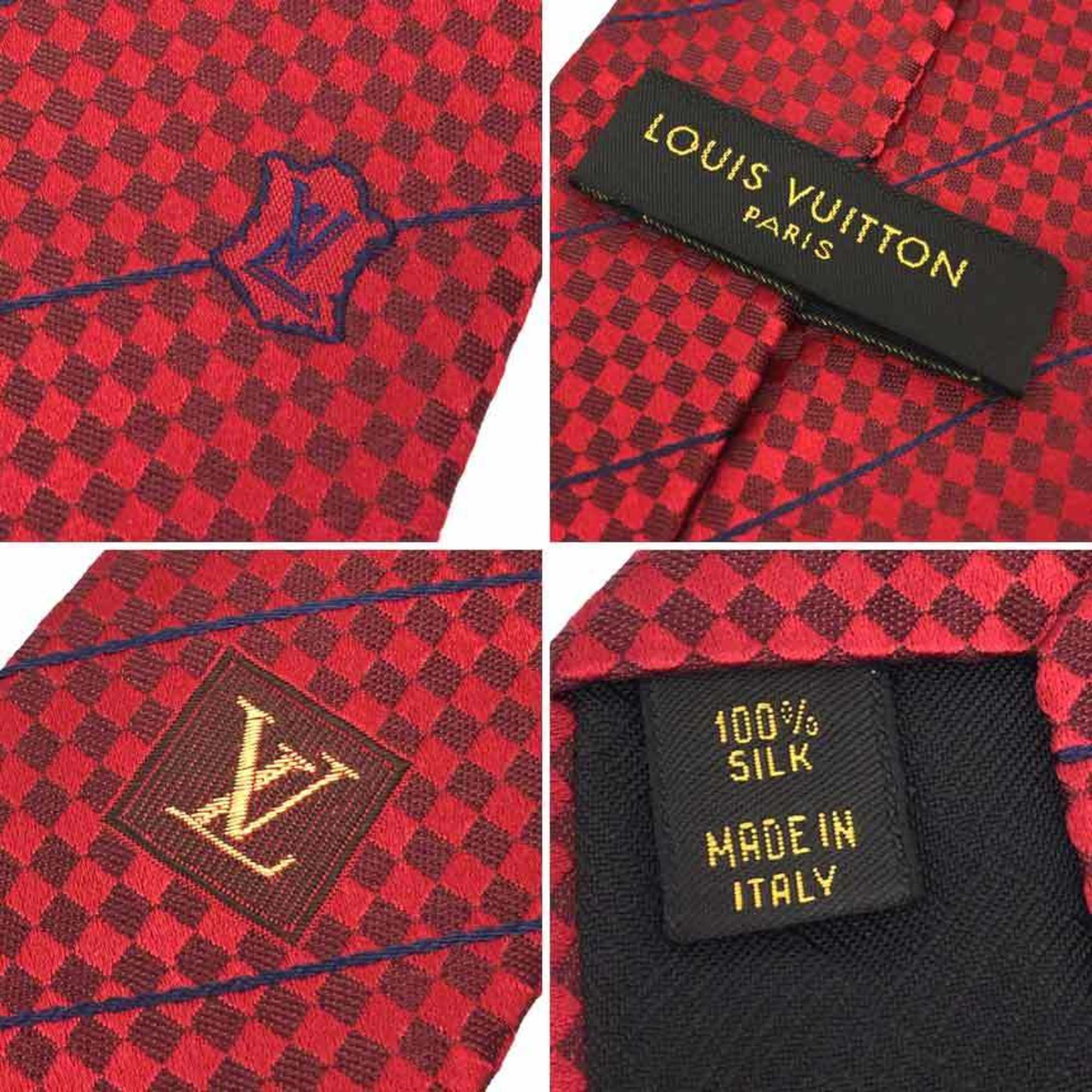 LOUIS VUITTON Louis Vuitton tie Cravat Ec Red Damier 100% silk Men's aq10040 10013313