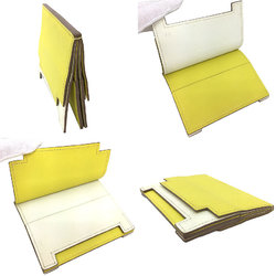 HERMES Multipris Card Case Business Holder Pass Bicolor C Stamped Swift Leather Yellow x White Wallet aq9985