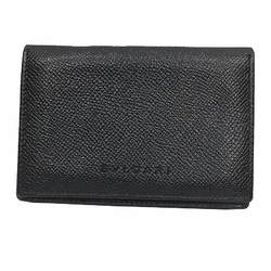 BVLGARI Grained Leather Business Card Holder Case Black Bvlgari Wallet Men's aq10076