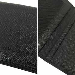 BVLGARI Grained Leather Business Card Holder Case Black Bvlgari Wallet Men's aq10076