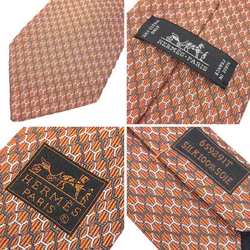 HERMES tie H pattern orange silk men's aq10127 10013480