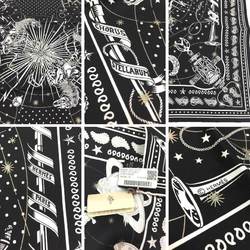 HERMES Scarf Muffler Bandana Carré 55 BANDANA SOIE CHORUS STELLARUM Chorus Stellarum 044044S 09 Black and white Noir Blanc pattern 100% silk aq10064