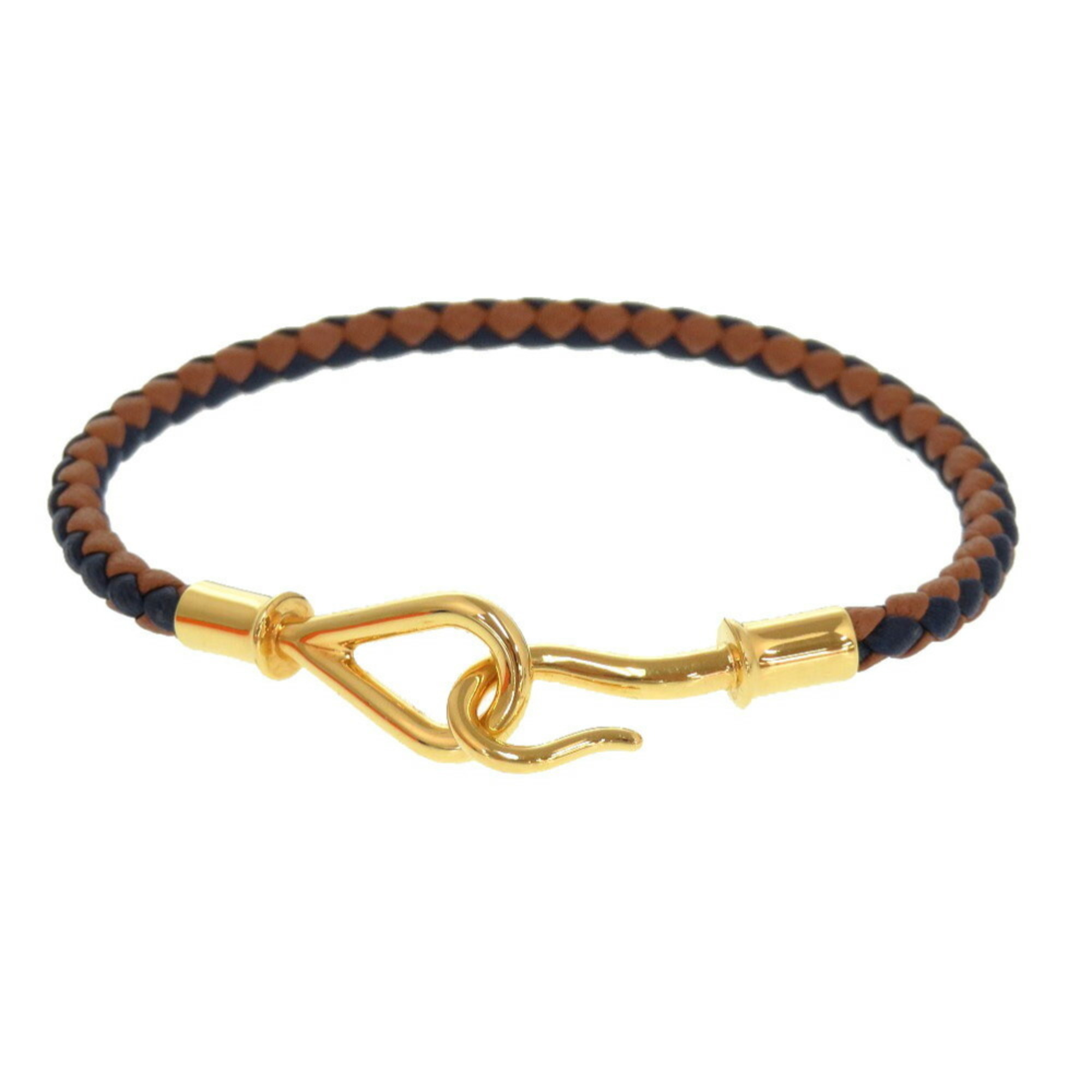 Hermes Jumbo Bracelet Brown Black Leather 0216 HERMES