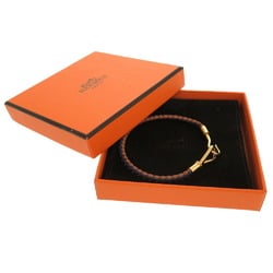 Hermes Jumbo Bracelet Brown Black Leather 0216 HERMES