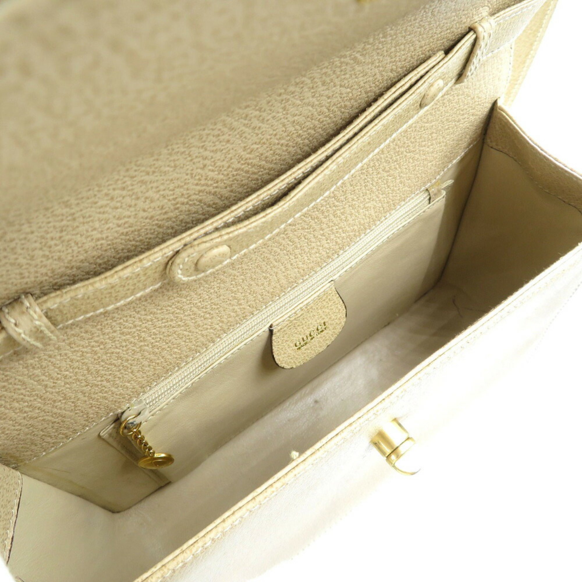 Gucci Bamboo 000・113・0231 Leather Beige Handbag Shoulder Bag 0200GUCCI