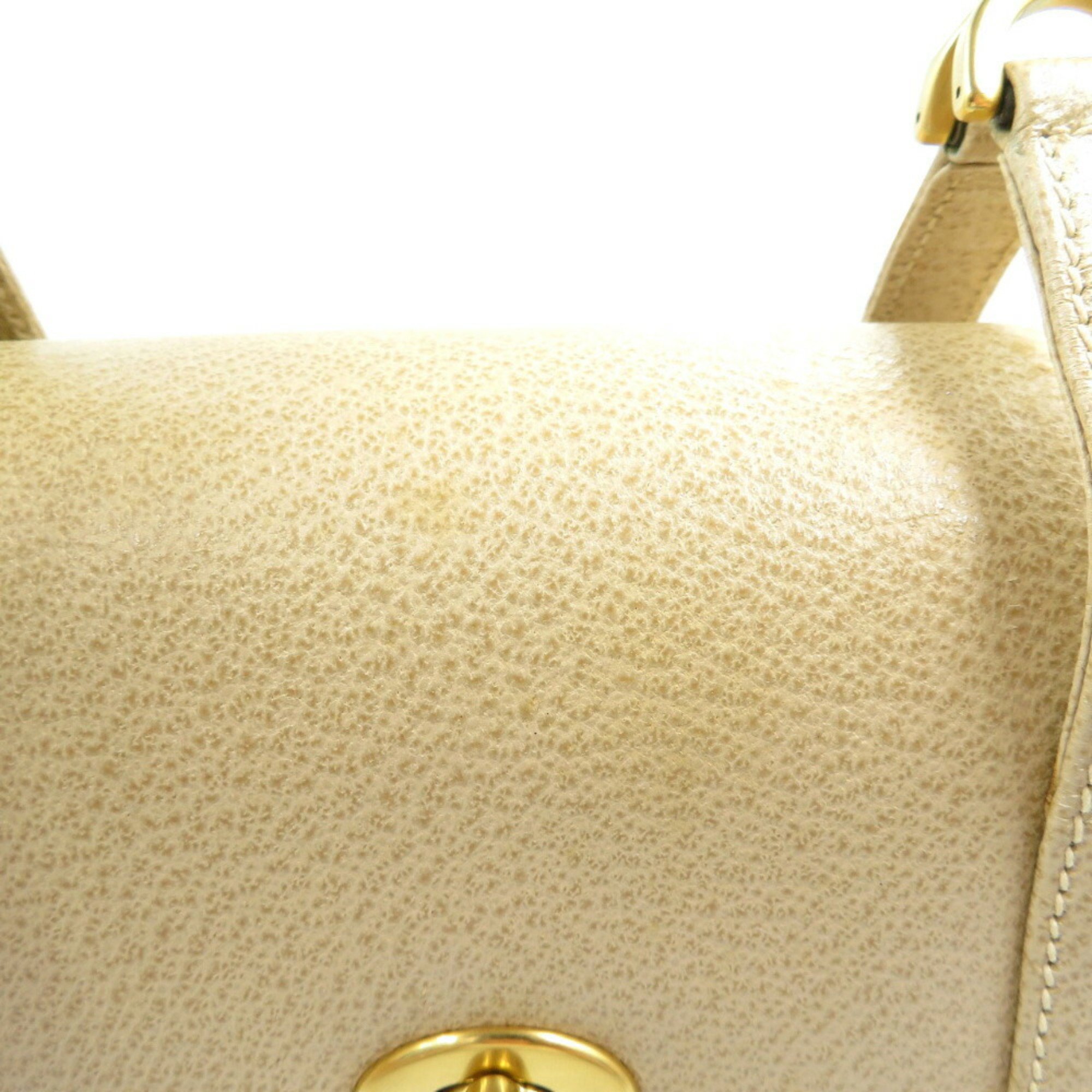 Gucci Bamboo 000・113・0231 Leather Beige Handbag Shoulder Bag 0200GUCCI