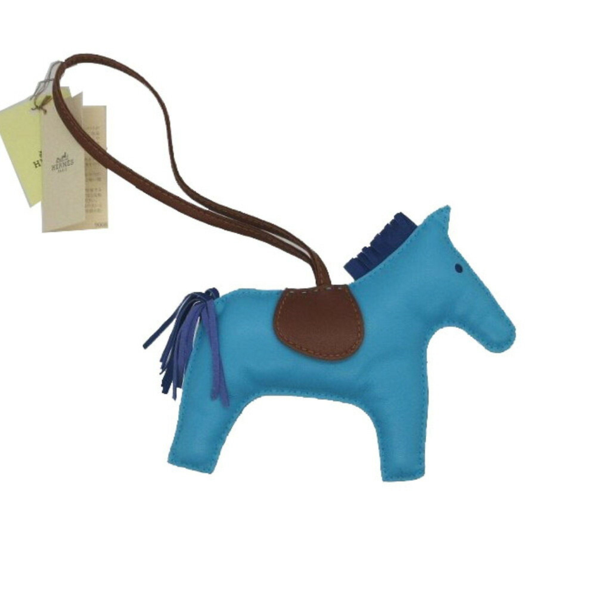 Hermes Rodeo GM Leather Amumilo Blue Aztec Electric Forbes Bag Charm Horse 0129HERMES