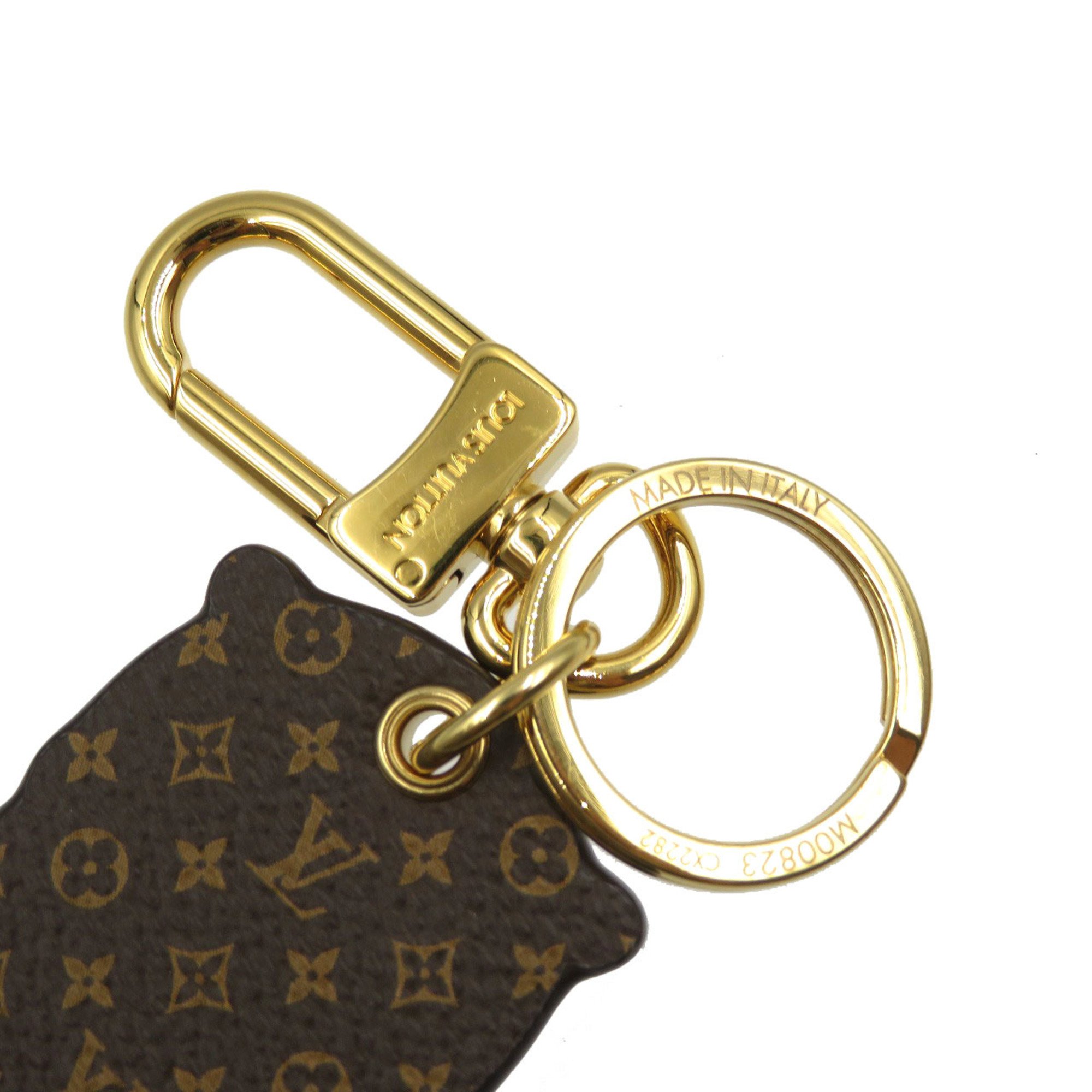 Louis Vuitton Porte Cle Otter M00823 Monogram Canvas Metal Brown Gold Bag Charm Keychain 0124LOUIS VUITTON