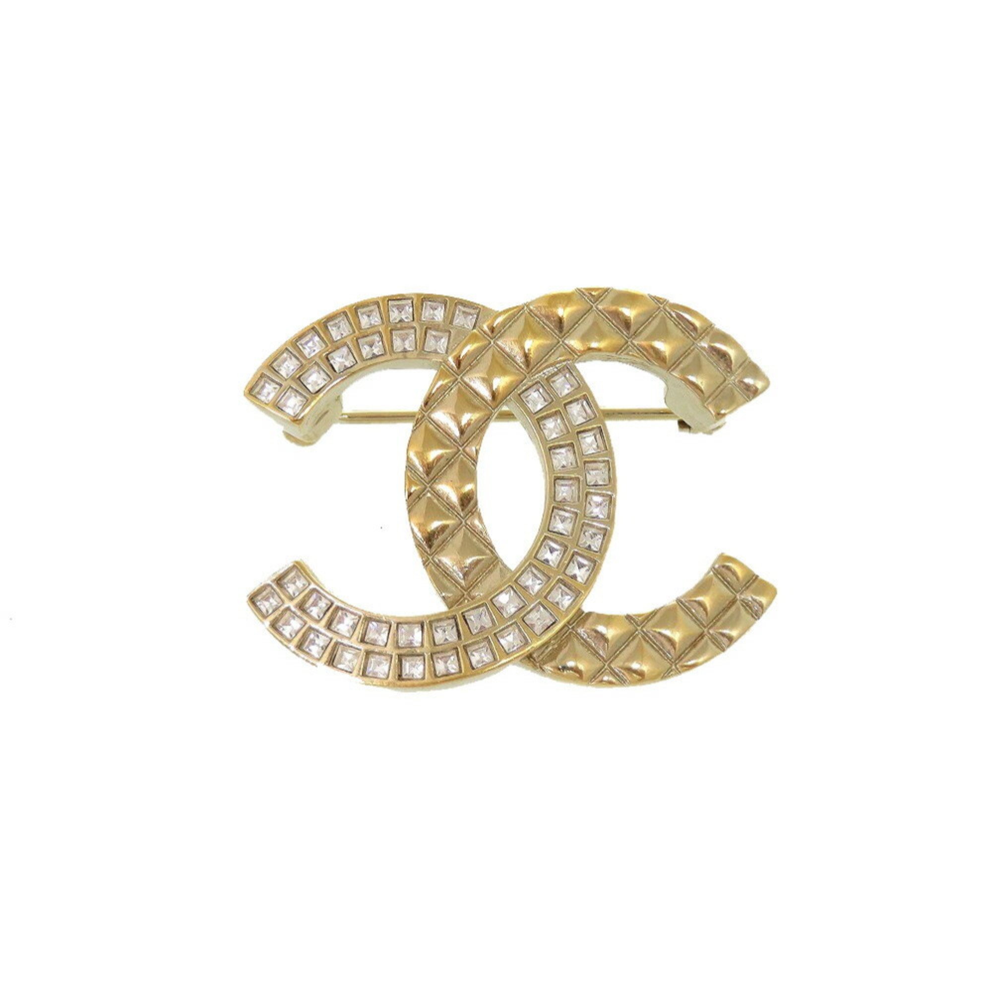 Chanel Coco Mark B17C Rhinestone Gold Brooch 0183 CHANEL