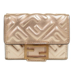 Fendi Zucca Compact Wallet 8M0395 Leather Pink Gold Tri-fold 0370 FENDI