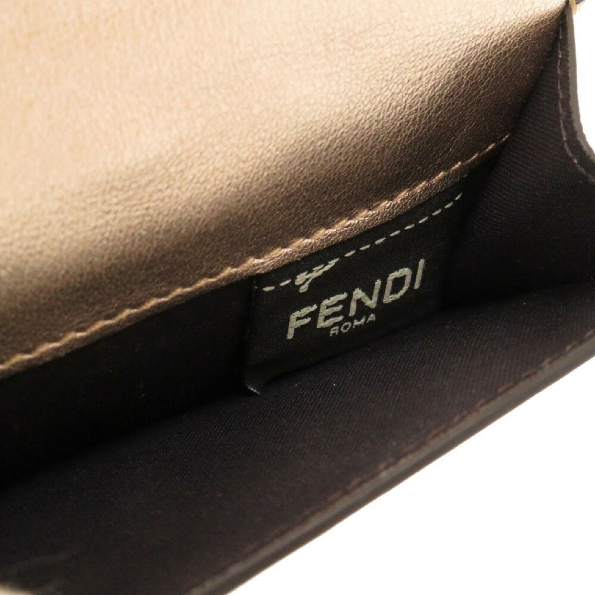 Fendi Zucca Compact Wallet 8M0395 Leather Pink Gold Tri-fold 0370 FENDI