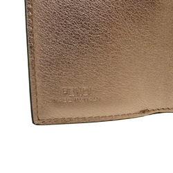 Fendi Zucca Compact Wallet 8M0395 Leather Pink Gold Tri-fold 0370 FENDI