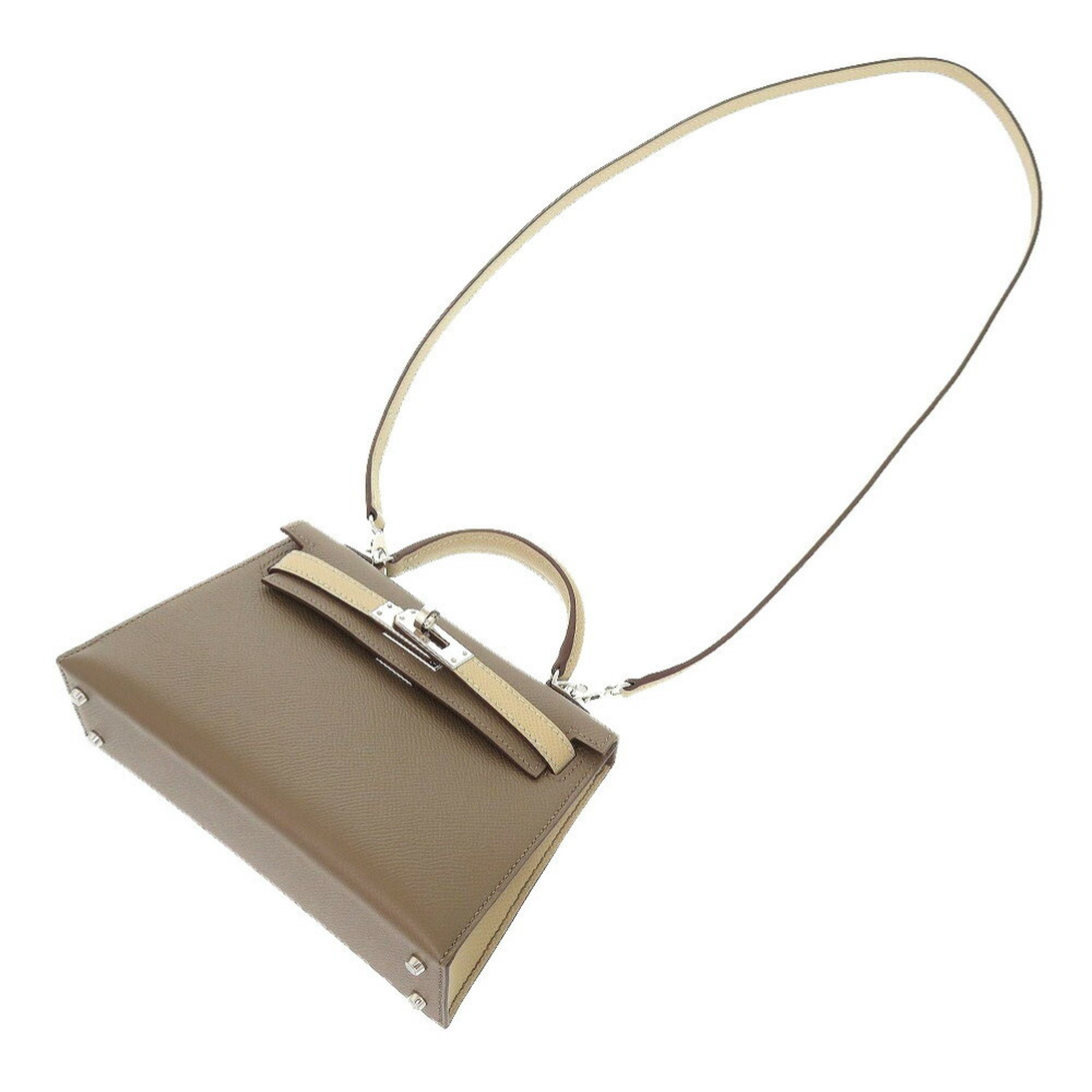 Hermes Kelly de Veau Epsom Etoupe Trench U Engraved () SPO Personal Order Handbag Bicolor 0668 HERMES 20 2