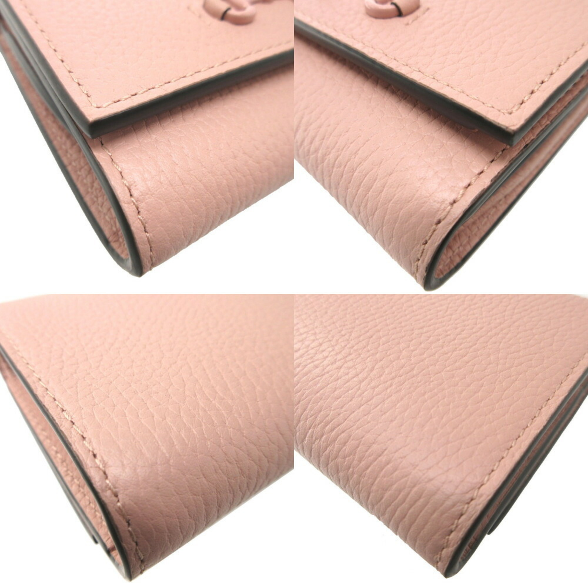 Gucci Horsebit 745981 Compact Wallet Leather Pink Bi-fold 0430GUCCI