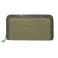 Stella McCartney Falabella Chevron Quilted Long Wallet Synthetic Leather Light Khaki 0125Stella