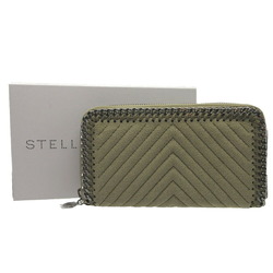 Stella McCartney Falabella Chevron Quilted Long Wallet Synthetic Leather Light Khaki 0125Stella