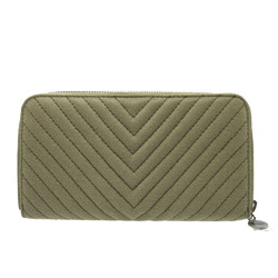 Stella McCartney Falabella Chevron Quilted Long Wallet Synthetic Leather Light Khaki 0125Stella