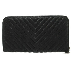 Stella McCartney Falabella Chevron Quilted Long Wallet Synthetic Leather Black 0126Stella