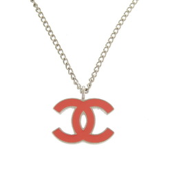 Chanel Coco Mark Orange 06P Silver Necklace 0227 CHANEL Women's