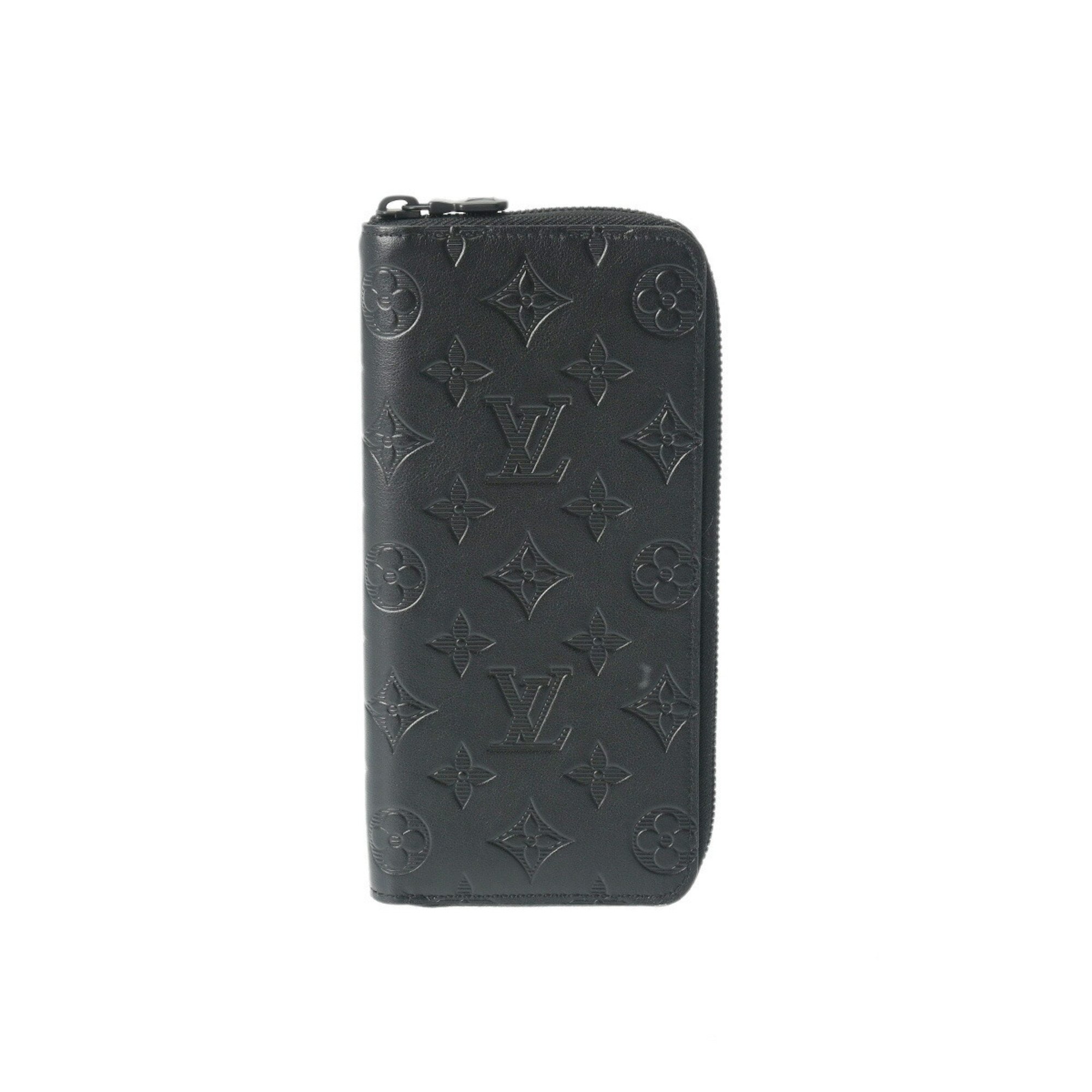 LOUIS VUITTON Louis Vuitton Monogram Shadow Zippy Wallet Vertical Black M62902 Men's Leather Long