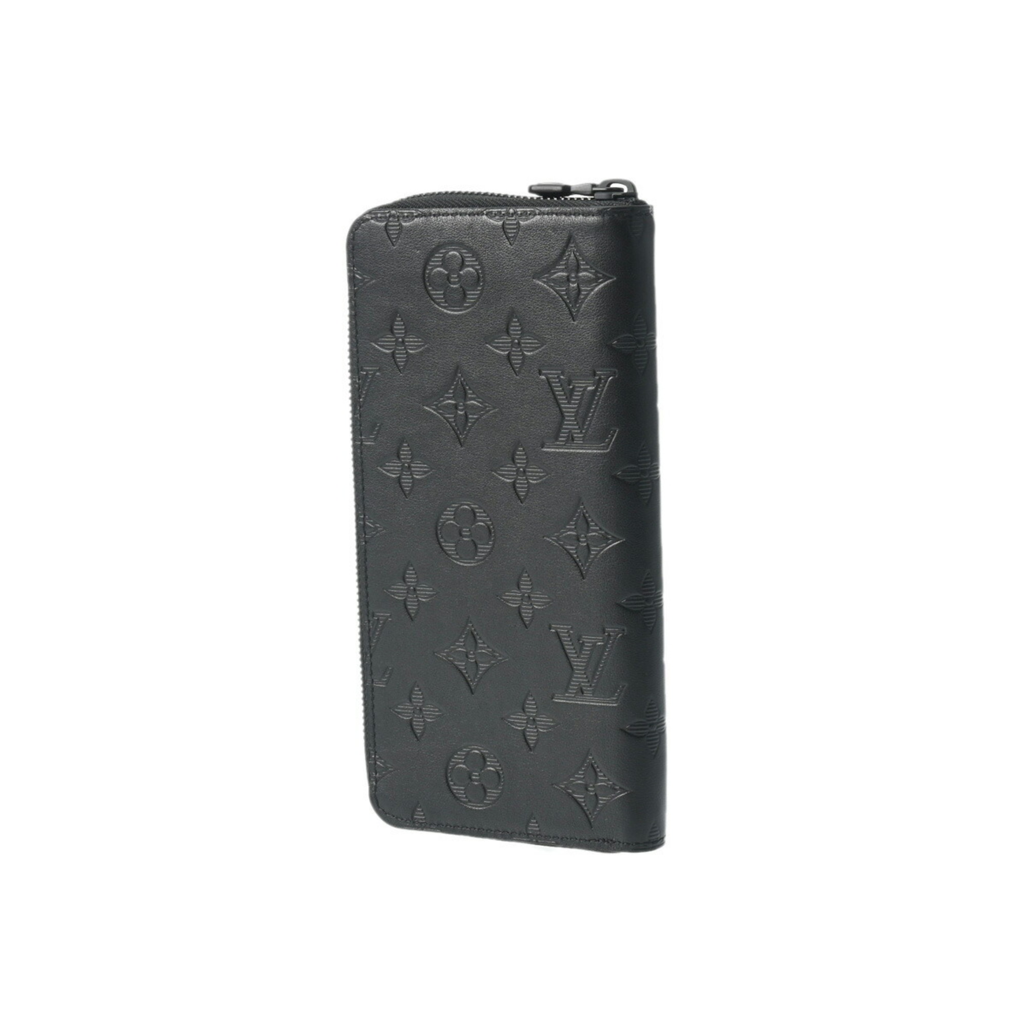 LOUIS VUITTON Louis Vuitton Monogram Shadow Zippy Wallet Vertical Black M62902 Men's Leather Long