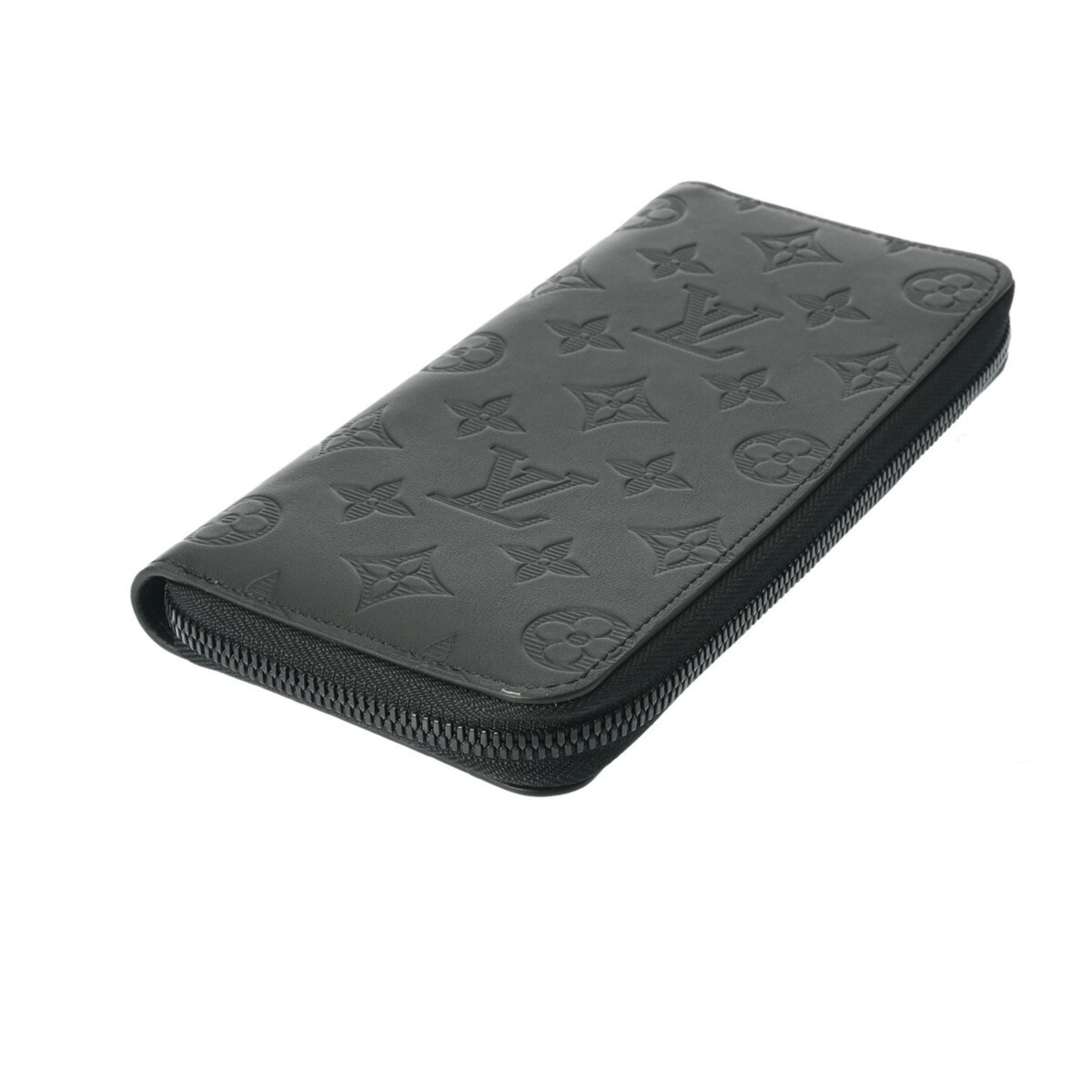 LOUIS VUITTON Louis Vuitton Monogram Shadow Zippy Wallet Vertical Black M62902 Men's Leather Long