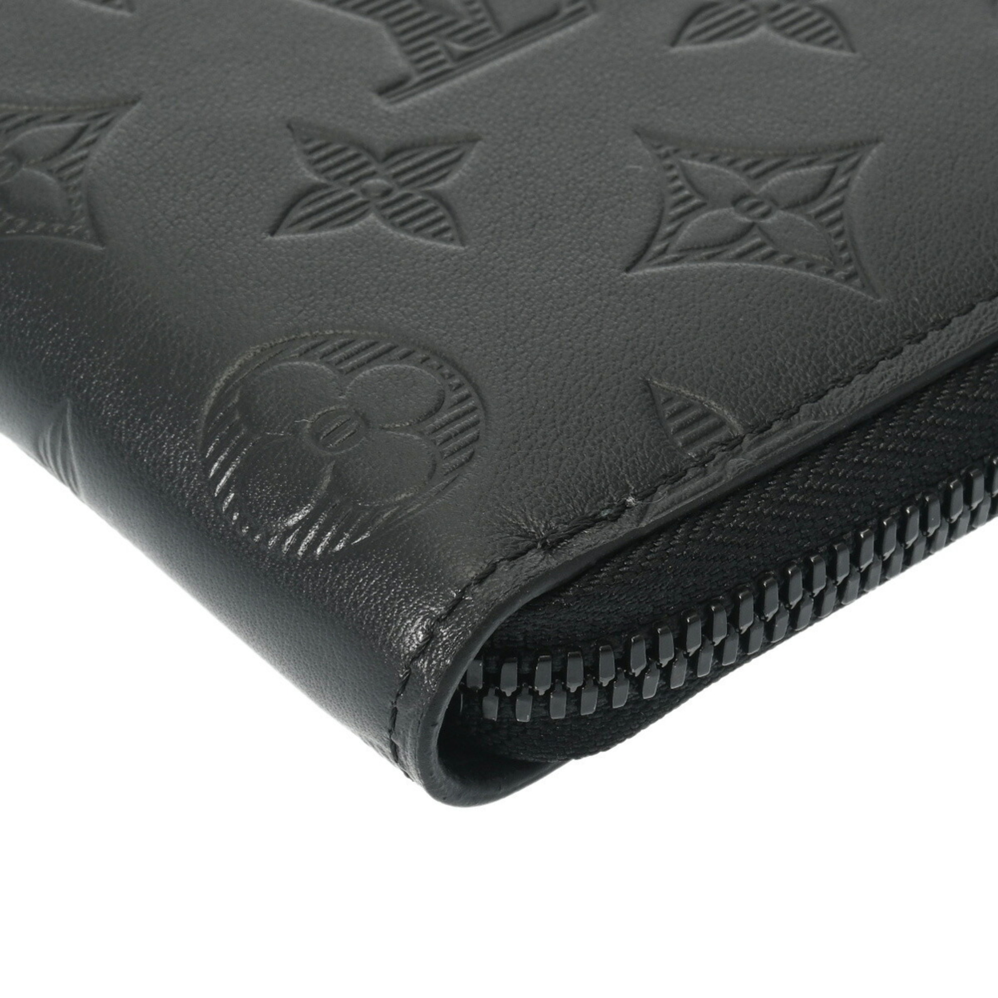 LOUIS VUITTON Louis Vuitton Monogram Shadow Zippy Wallet Vertical Black M62902 Men's Leather Long