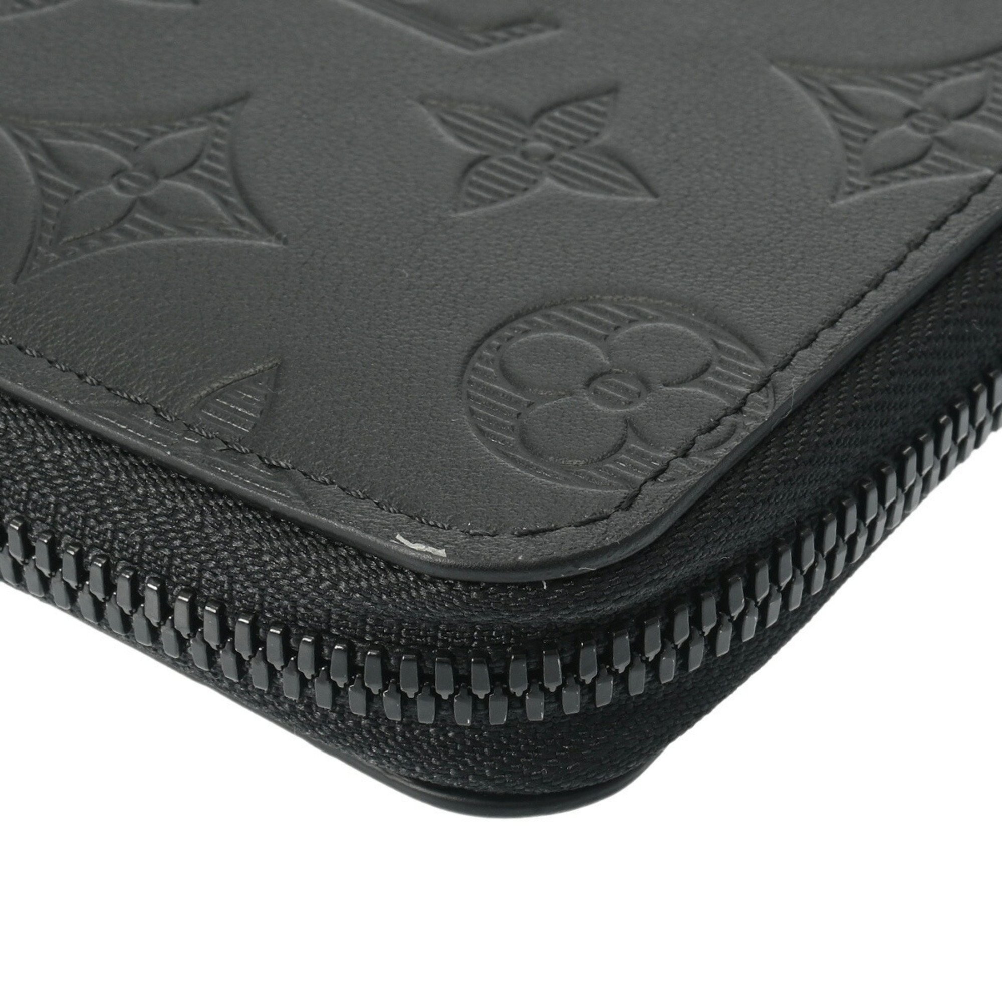 LOUIS VUITTON Louis Vuitton Monogram Shadow Zippy Wallet Vertical Black M62902 Men's Leather Long