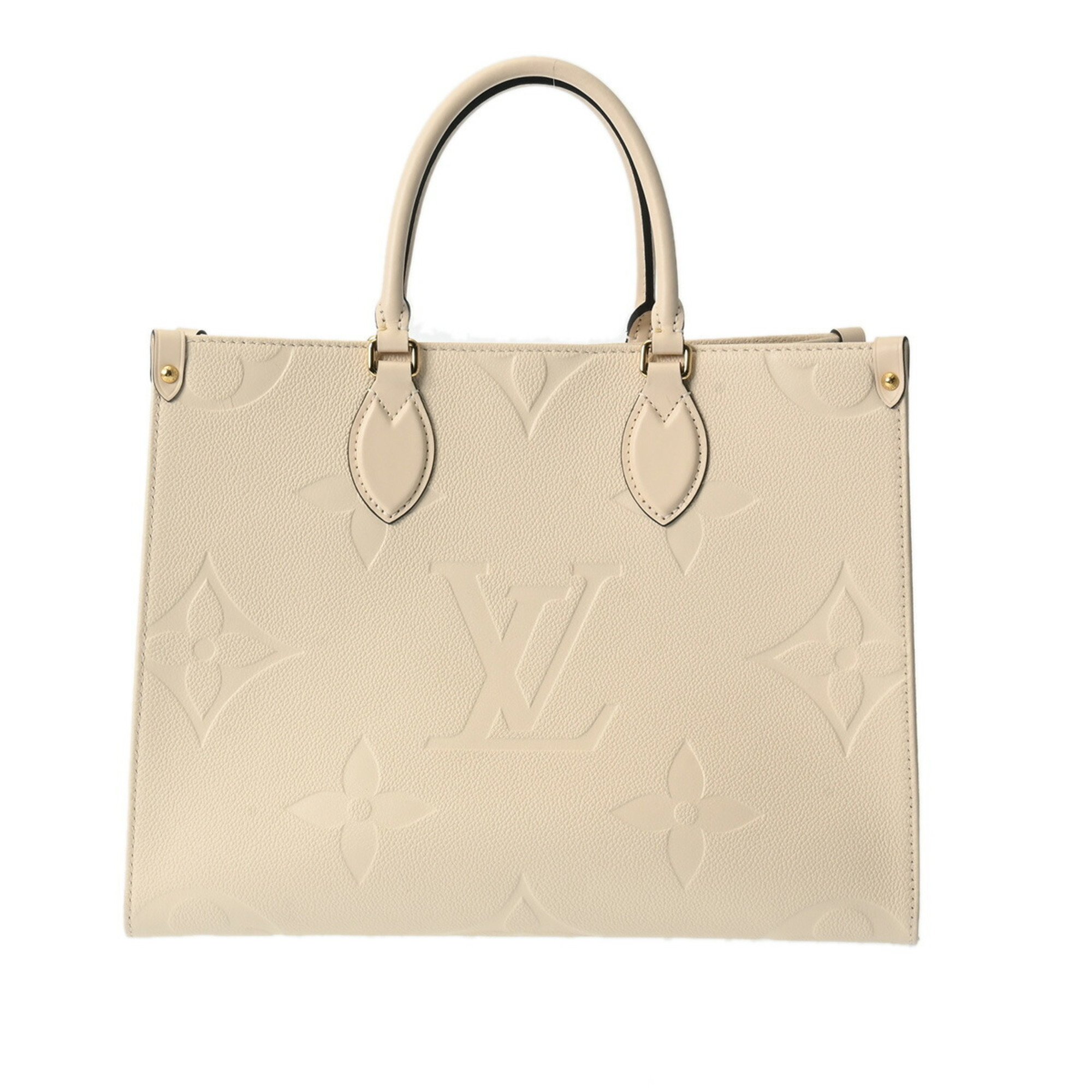 LOUIS VUITTON Louis Vuitton Monogram Empreinte On the Go MM Creme M46531 Women's Leather Handbag